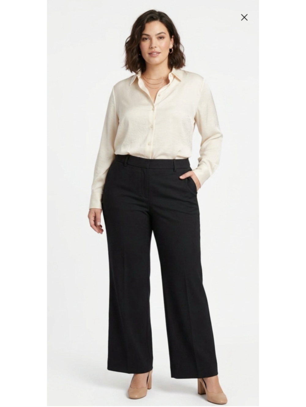 Lord & Taylor Woman Kelly Bootcut Dress Pants Black Plus Size 16W trendy 421